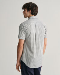 Regular Fit Micro Checked Poplin Short Sleeve Shirt