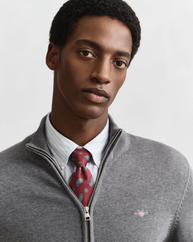 Casual Cotton kofta med dragkedja