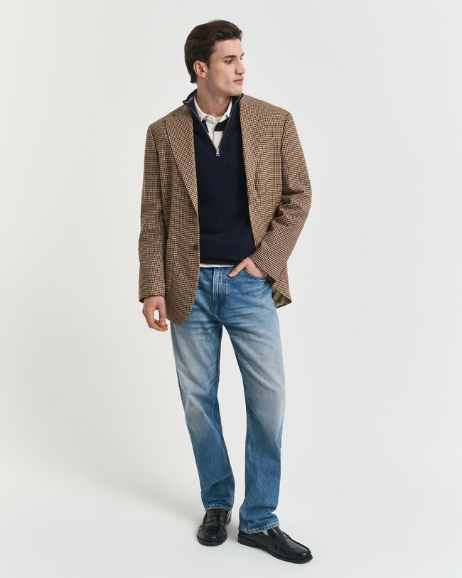 Tröja i bomullspiké med dragkedja vid halsöppningen