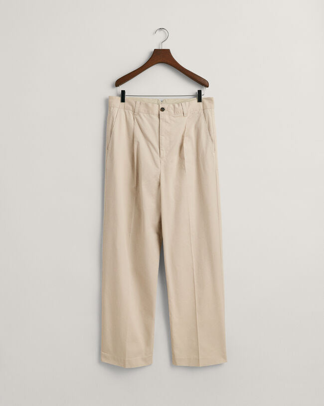 Relaxed fit chinos i borstad bomull