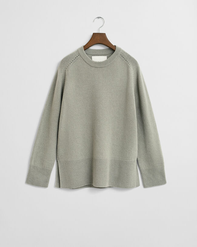 Rundhalsad tröja i mjuk kashmir- och ullblandning