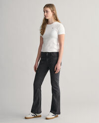 Teen Girls Shield ribbstickad T-shirt