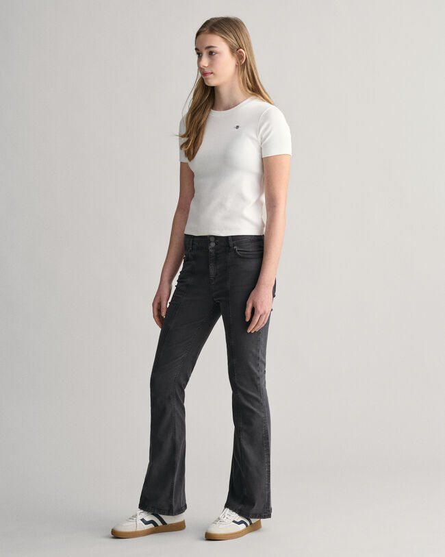 Teen Girls Shield ribbstickad T-shirt