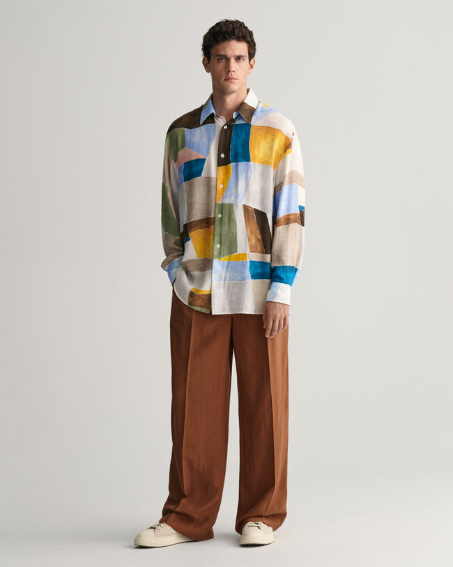 Relaxed fit kostymbyxor i silke