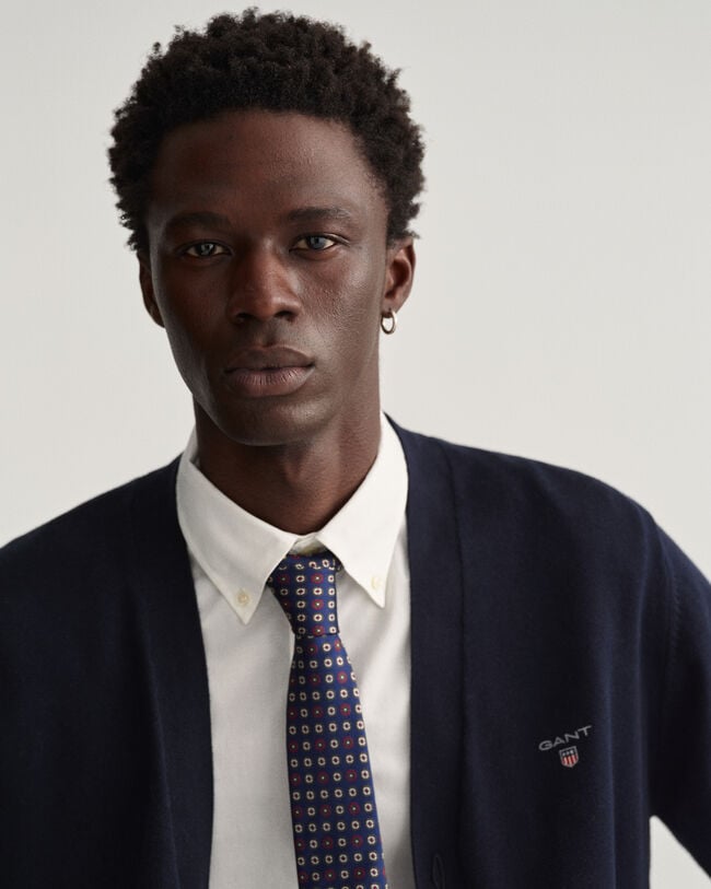 Classic bomullscardigan med V-ringning