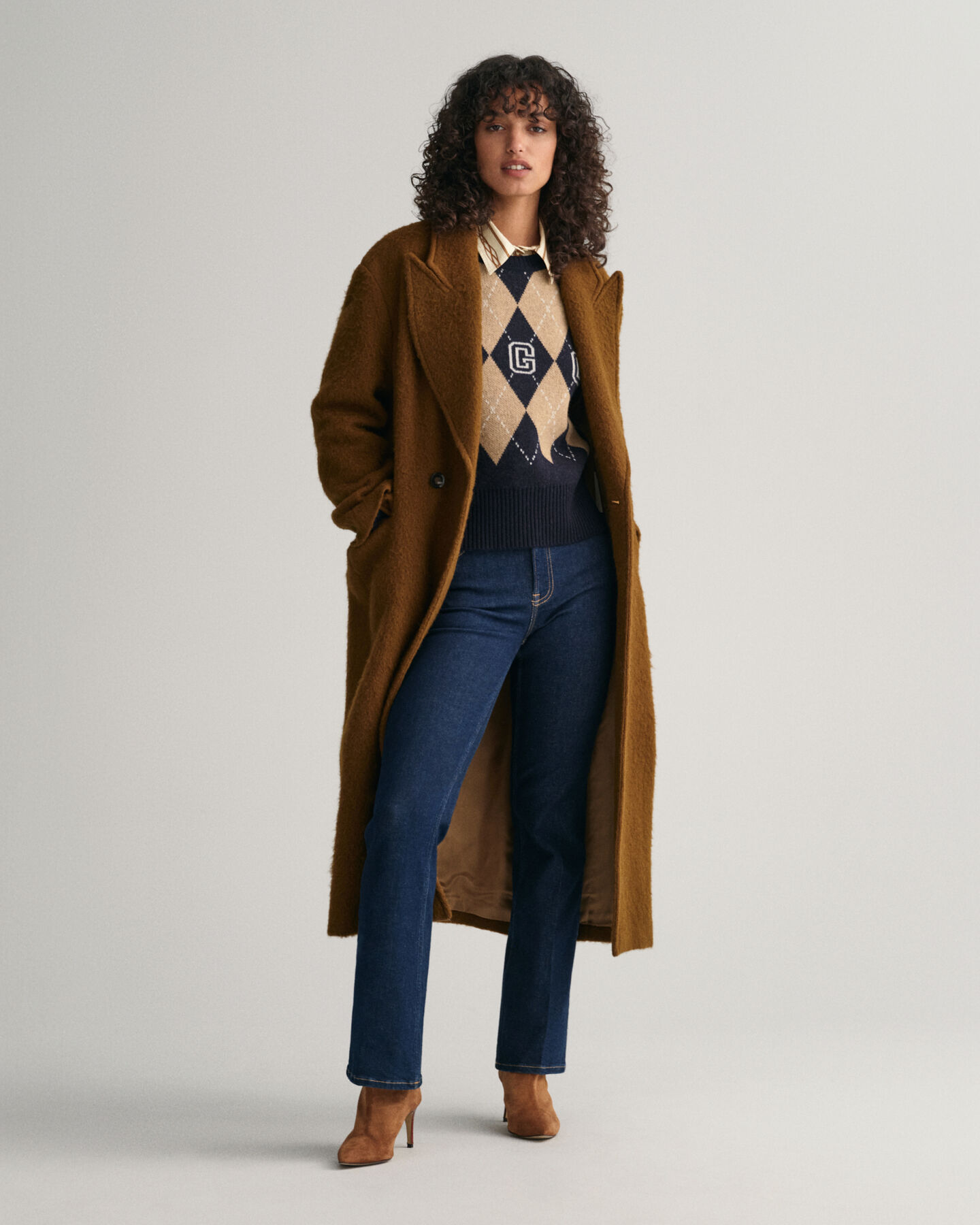 Superfin argylemönstrad crew neck tröja