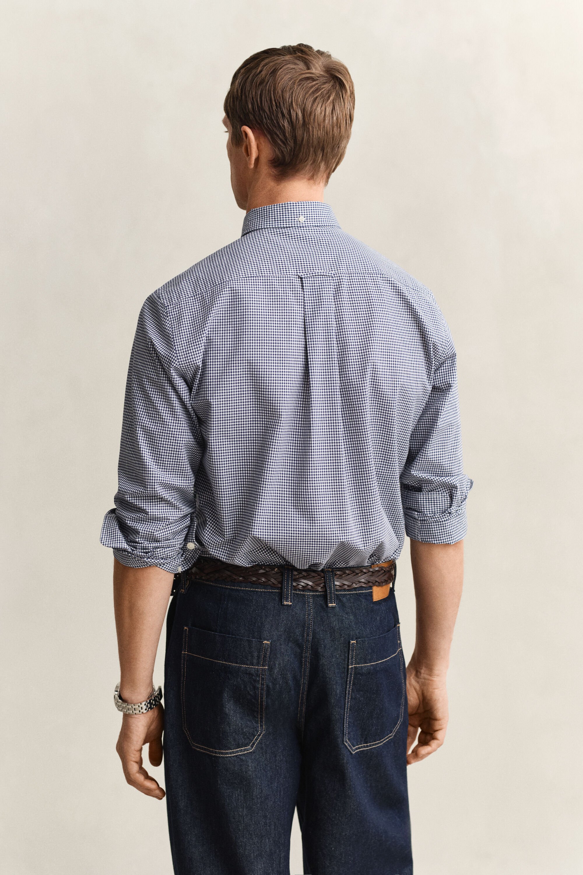 Klassisk poplinskjorta med ginghamväv