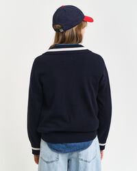 Kontrastfärgad V-ringad tröja i superfin lammull