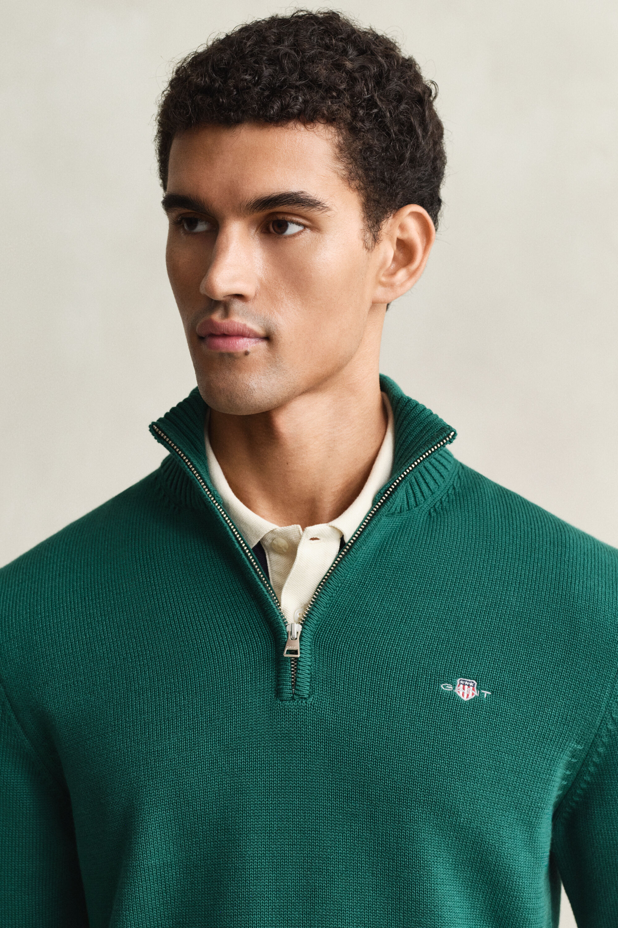 Casual Cotton tröja med dragkedja vid halsöppningen