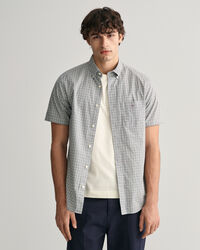 Regular Fit Micro Checked Poplin Short Sleeve Shirt