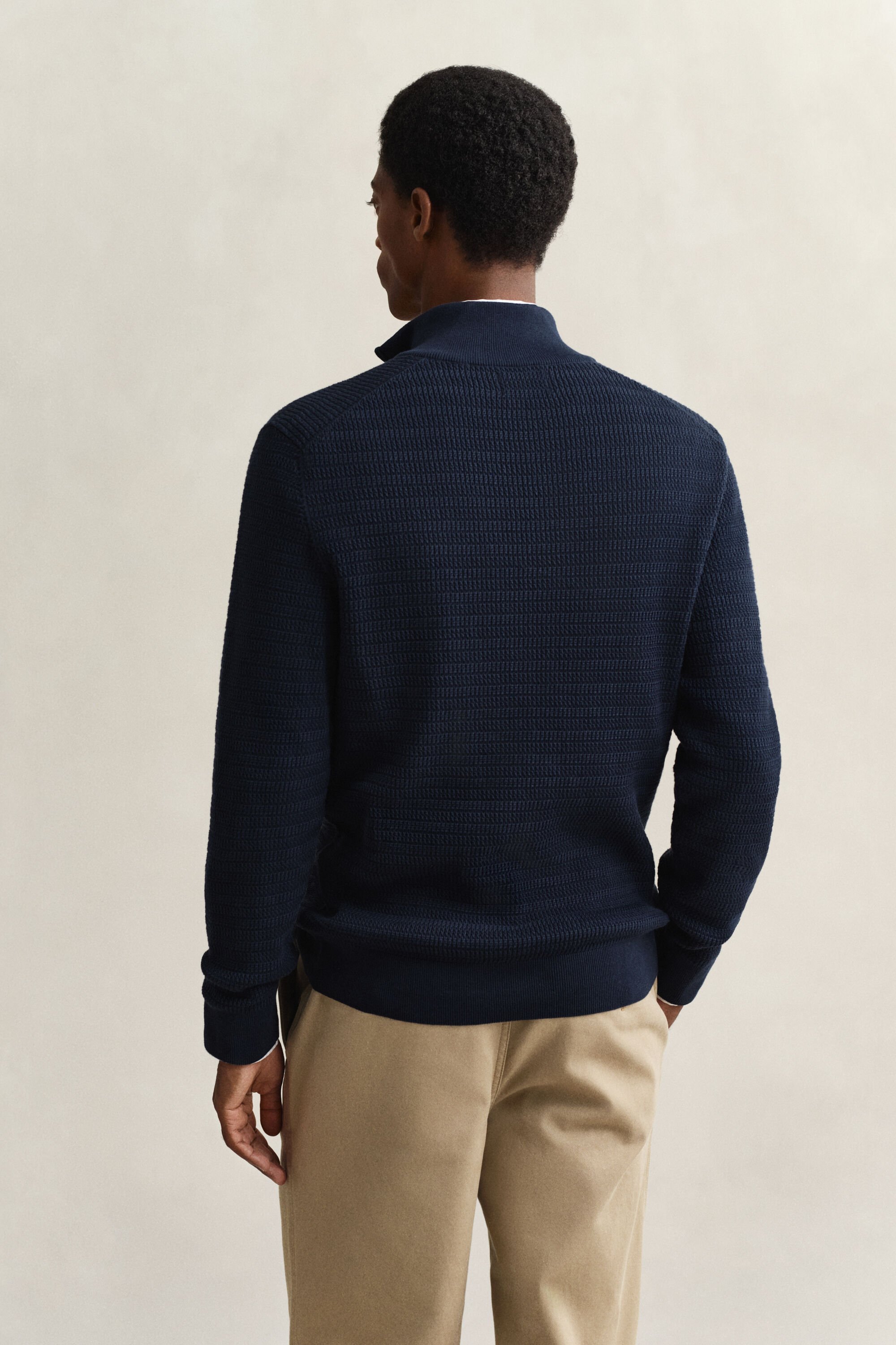 Minikabelstickad tröja med half-zip