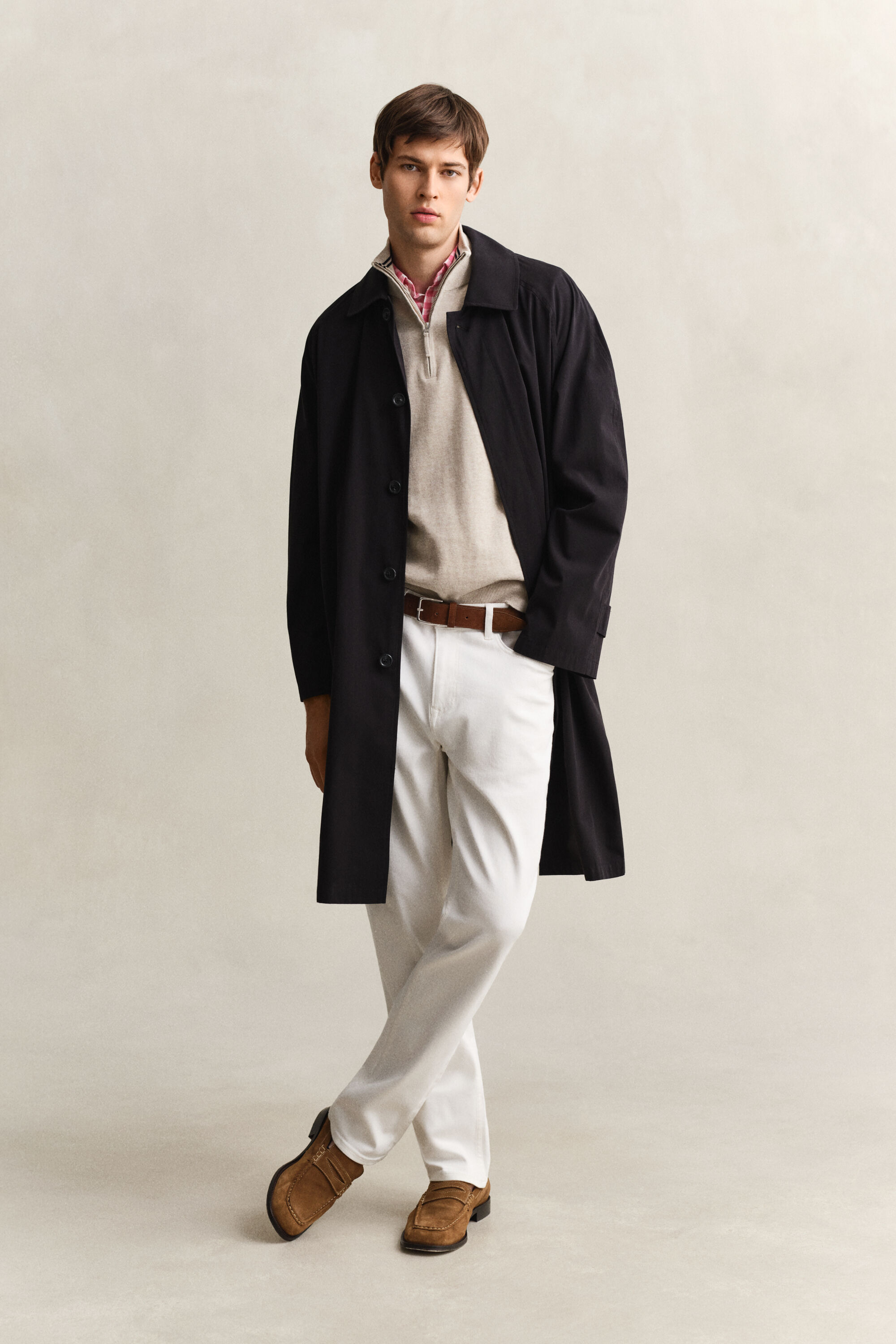 Klassisk bomullströja med dragkedja vid halsöppningen