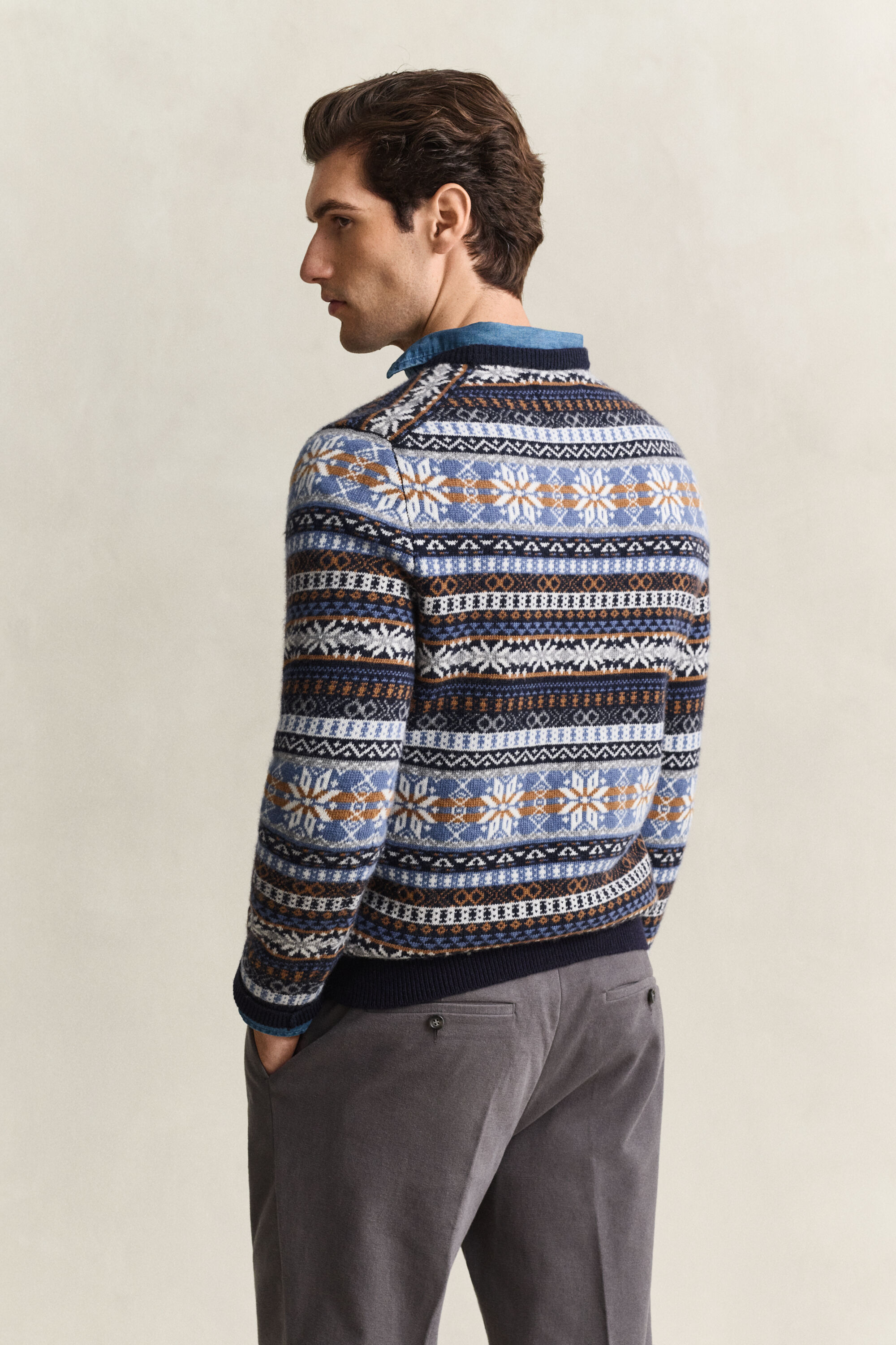 Rundhalsad Fair Isle-tröja