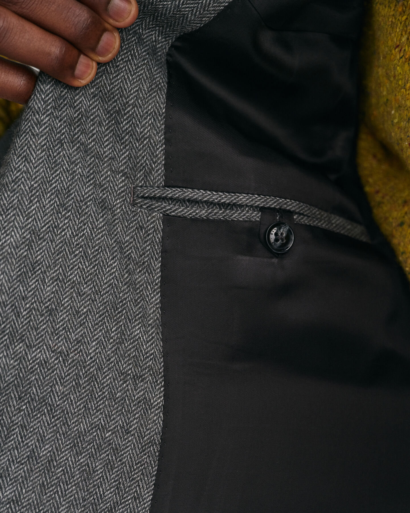 Fiskbensmönstrad kostymkavaj