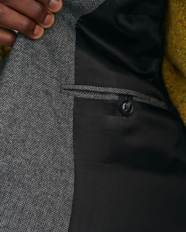 Fiskbensmönstrad kostymkavaj