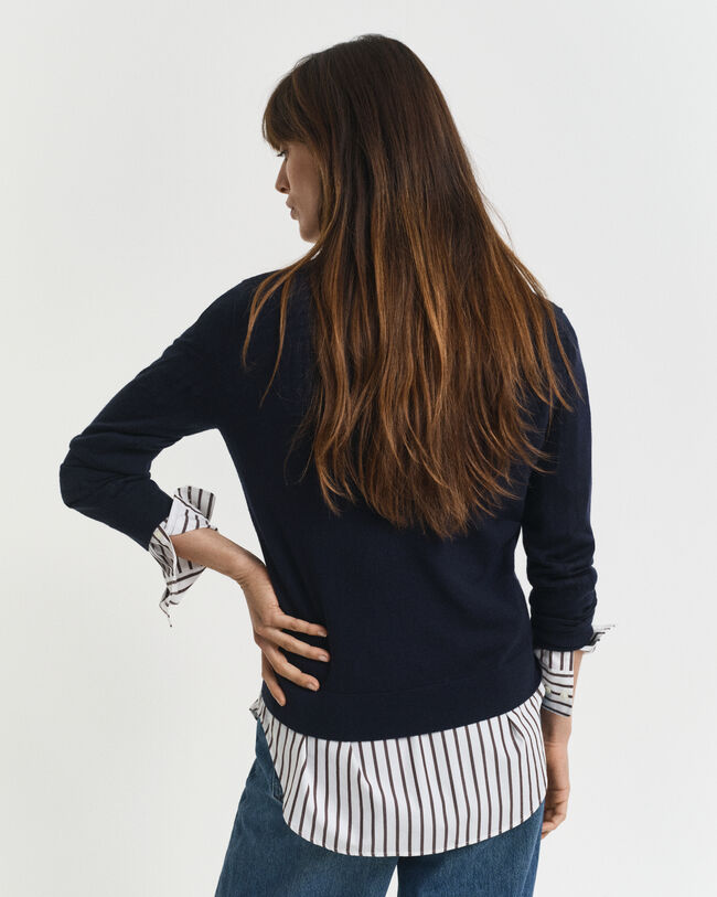 V-ringad tröja i extra fin merinoull