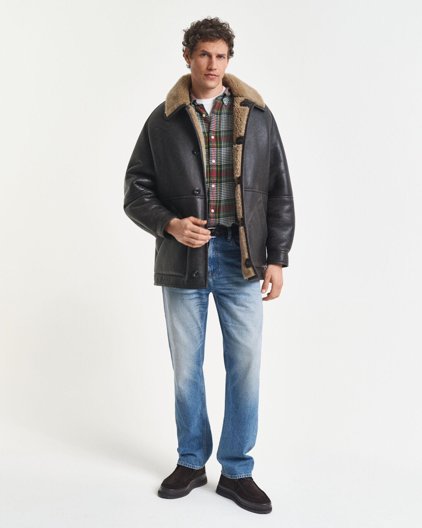 Relaxed fit lätt rutig twillskjorta