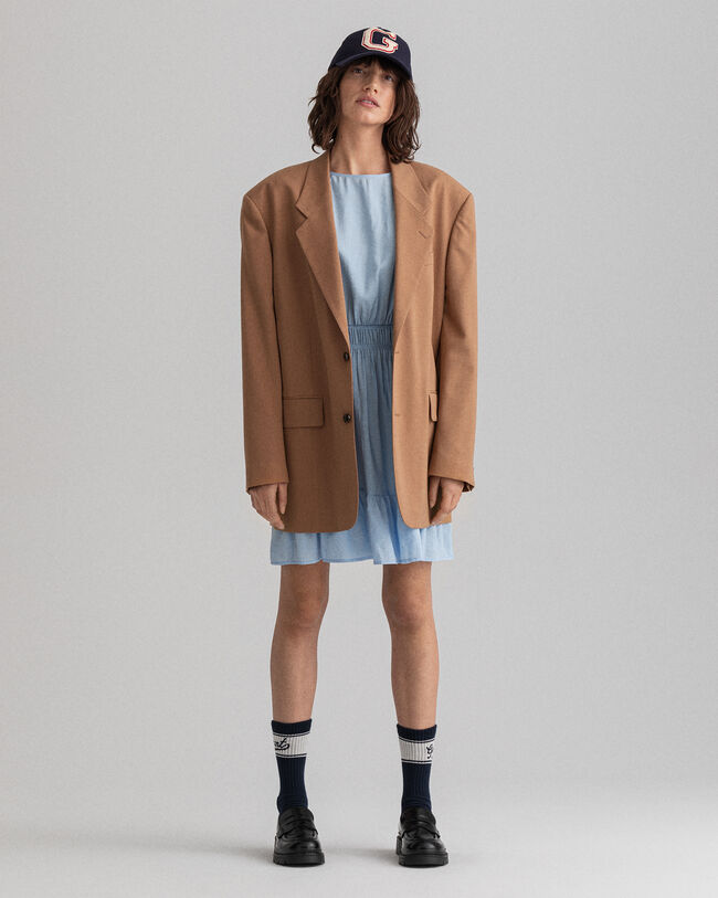 Flounce klänning med puffärm