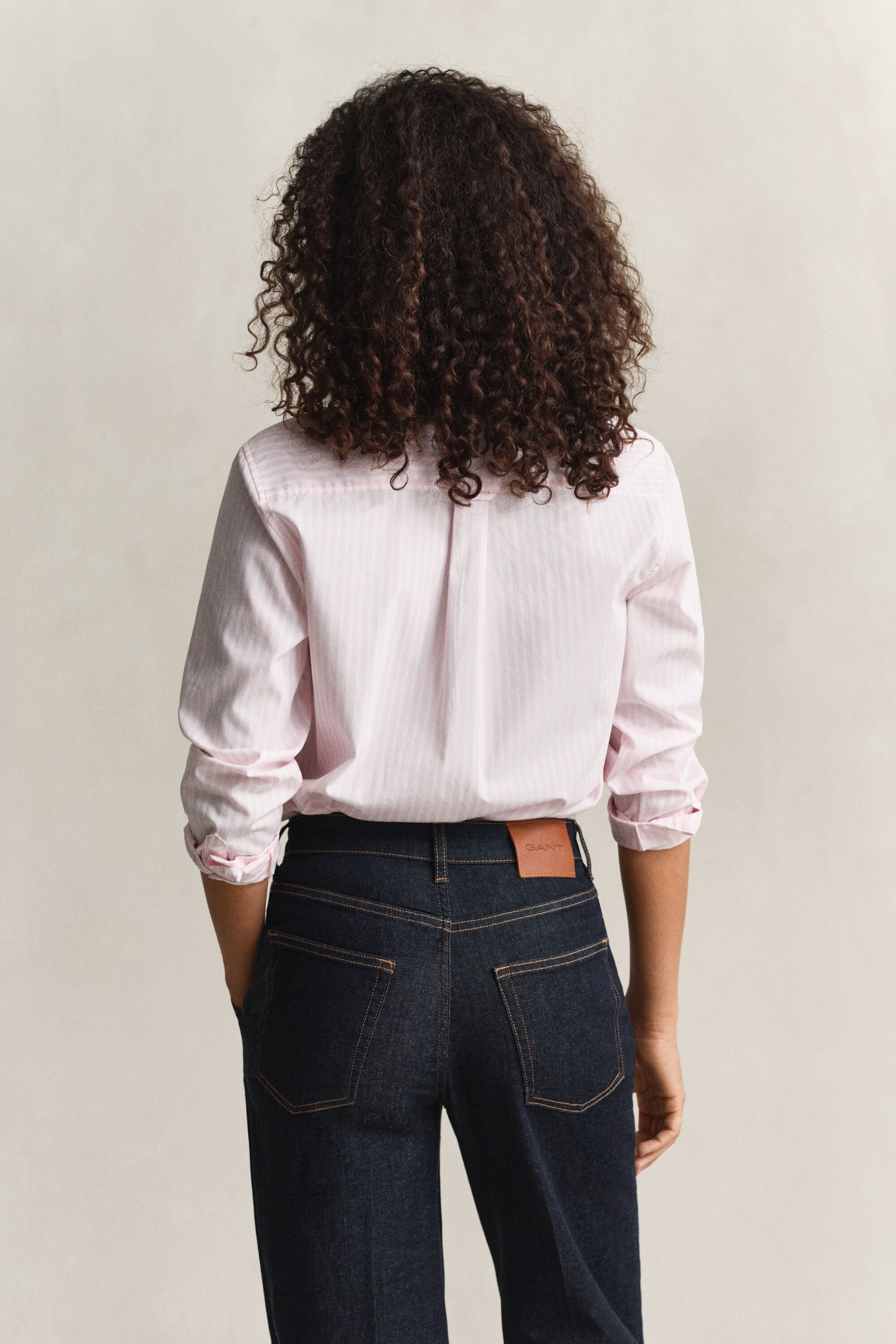 Regular fit klassisk randig poplinskjorta