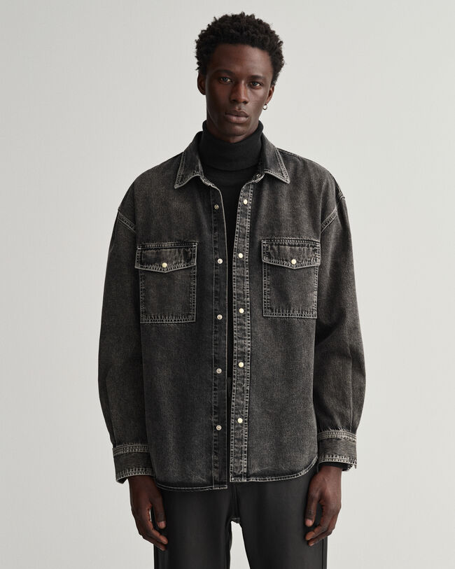 Oversized grovtv&auml;ttad denimskjorta