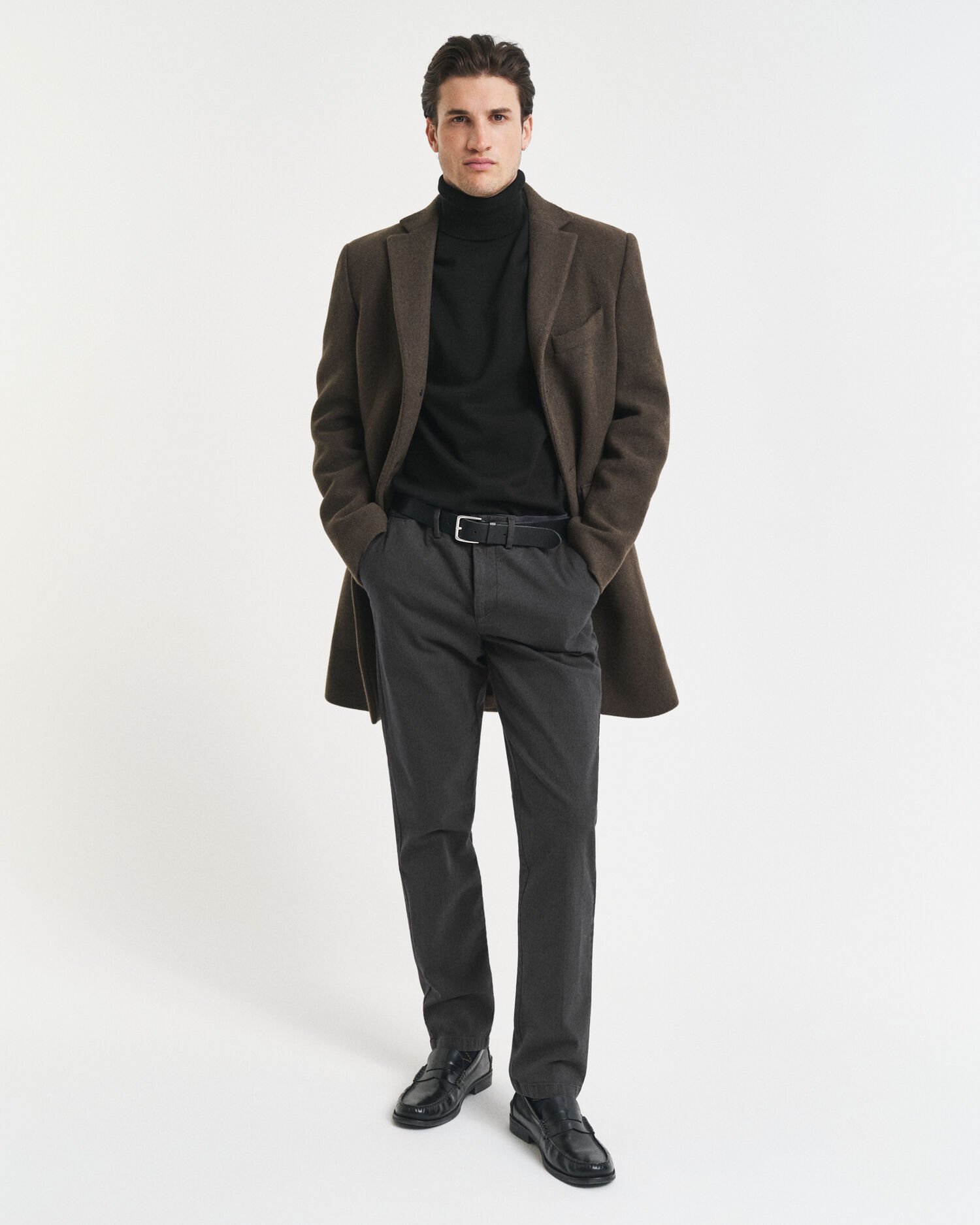 Slim fit jeans i bomull med fiskbensmönster