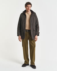 Kabelstickad bomullströja med rund hals