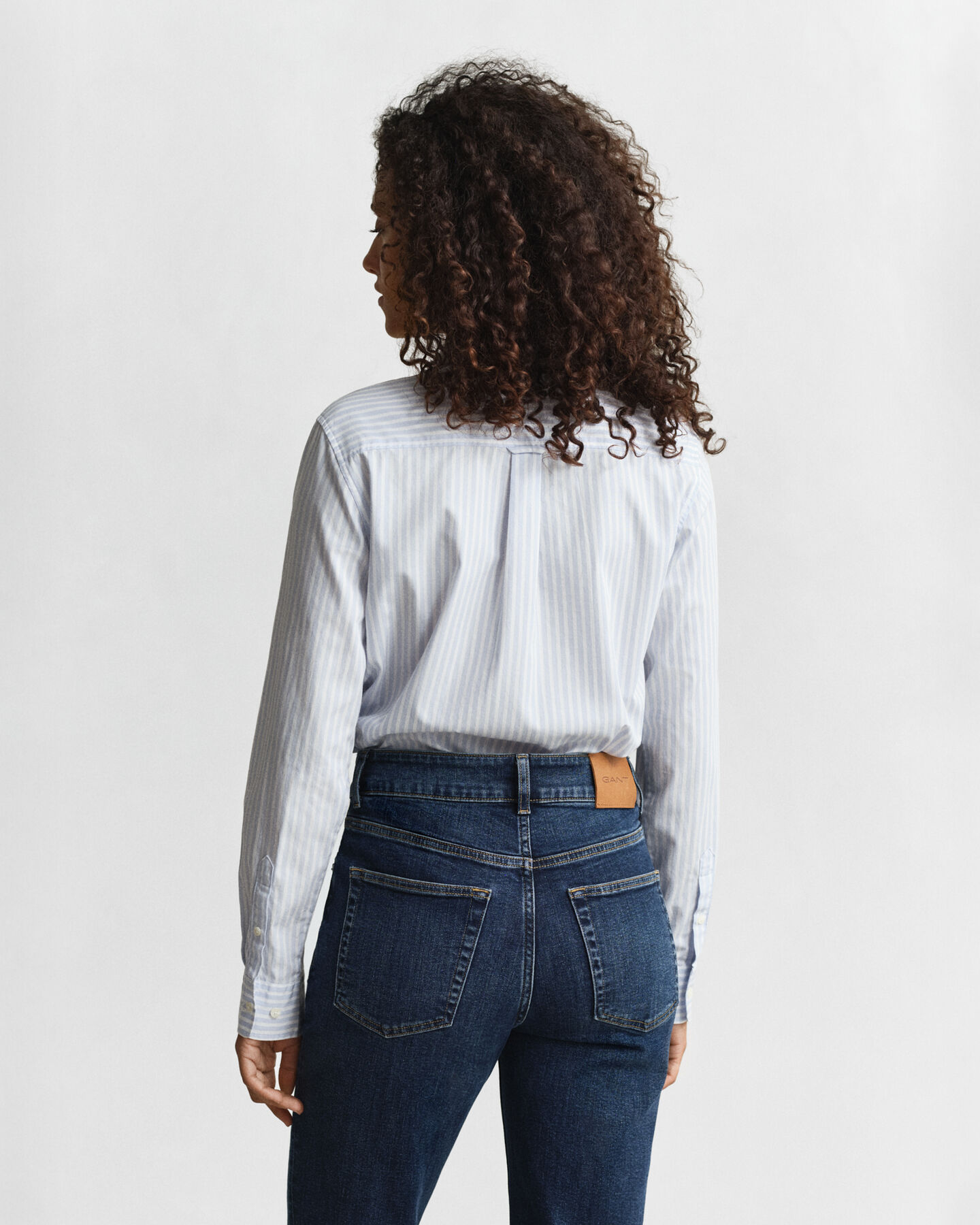 Regular fit klassisk randig poplinskjorta