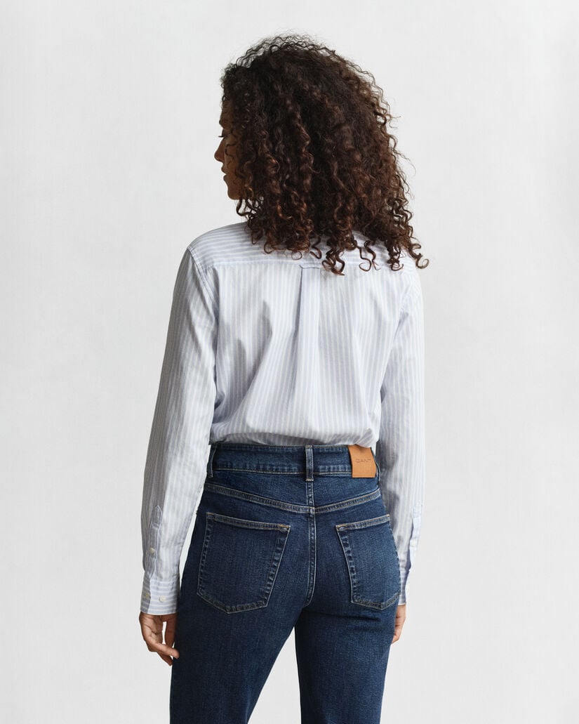 Regular fit klassisk randig poplinskjorta