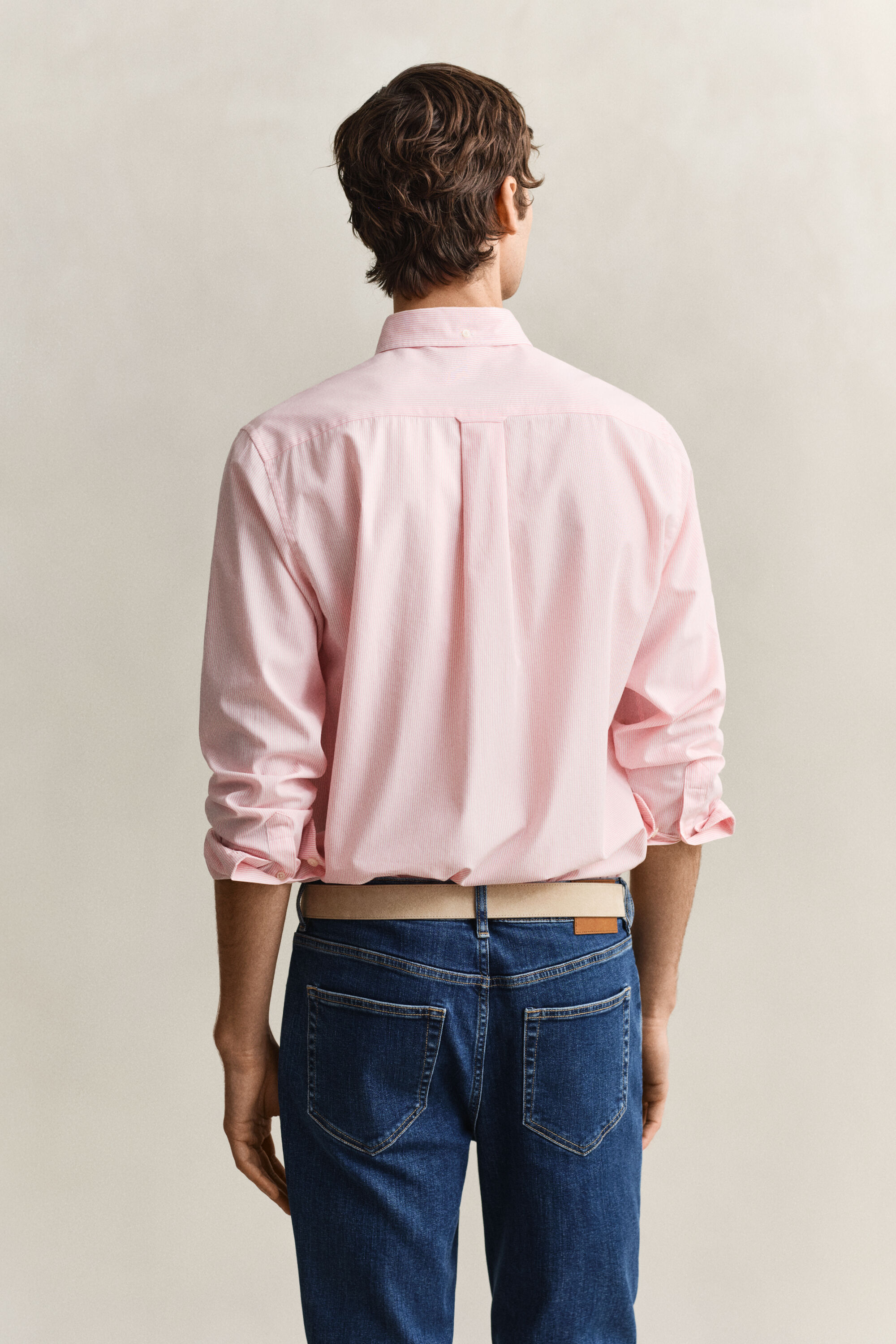 Klassisk poplinskjorta med mellanbreda ränder