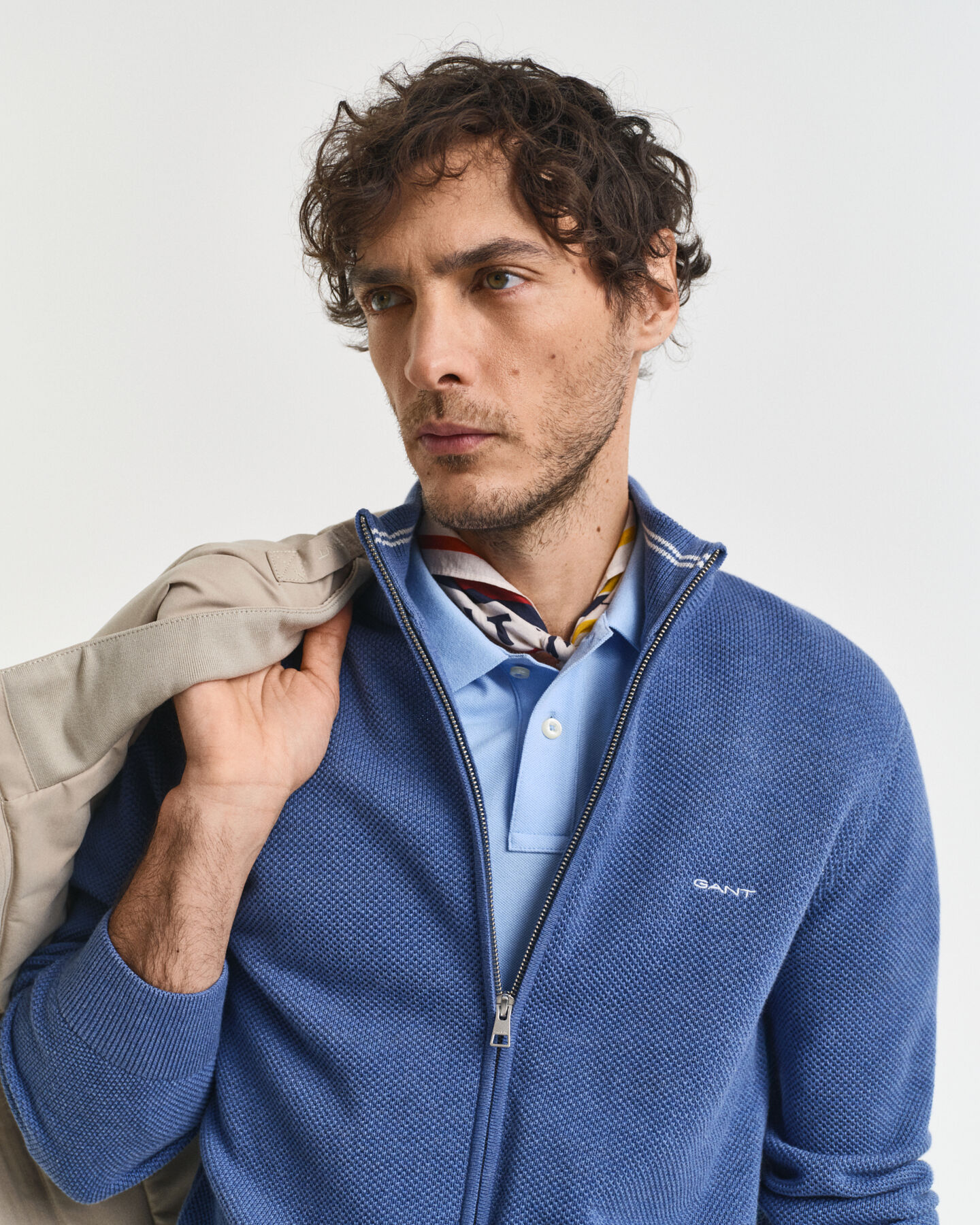 Kofta i bomullspiké med dragkedja