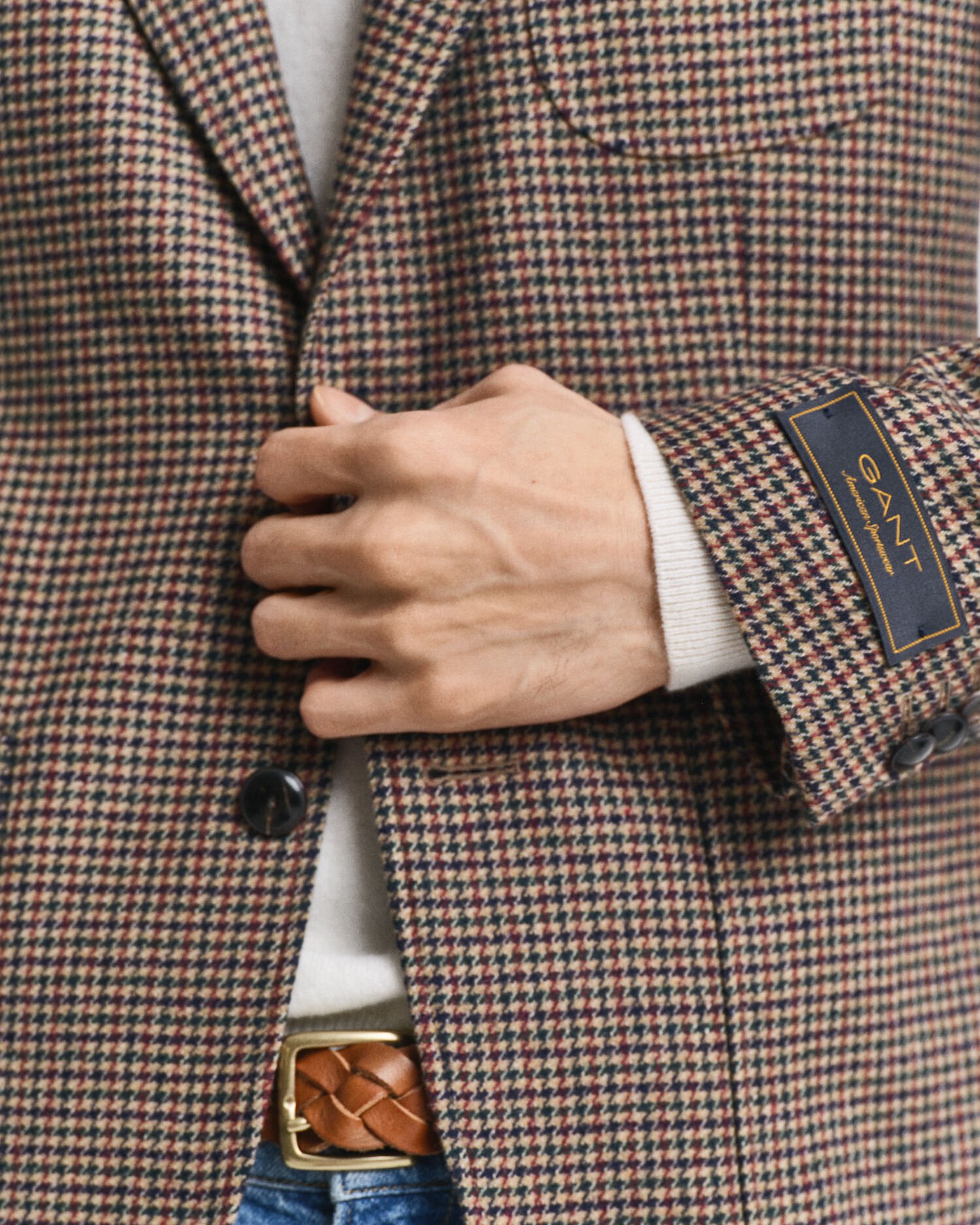 Slim fit hundtandsmönstrad rutig kavaj