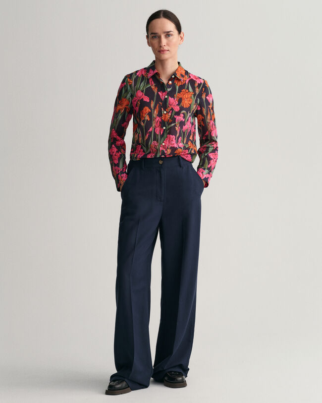 Regular fit Iris Print skjorta i bomull och silke