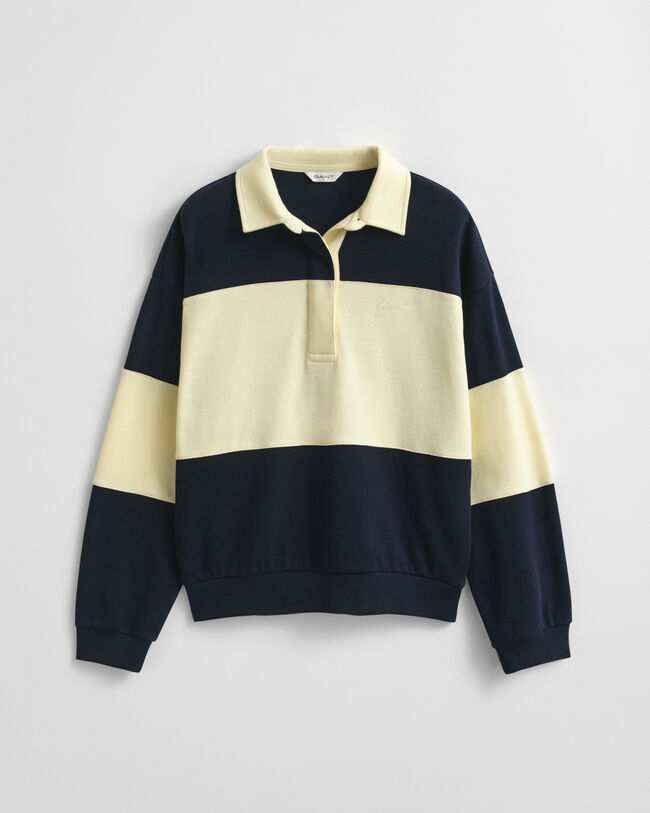 Rugger i pikéstruktur med färgblock