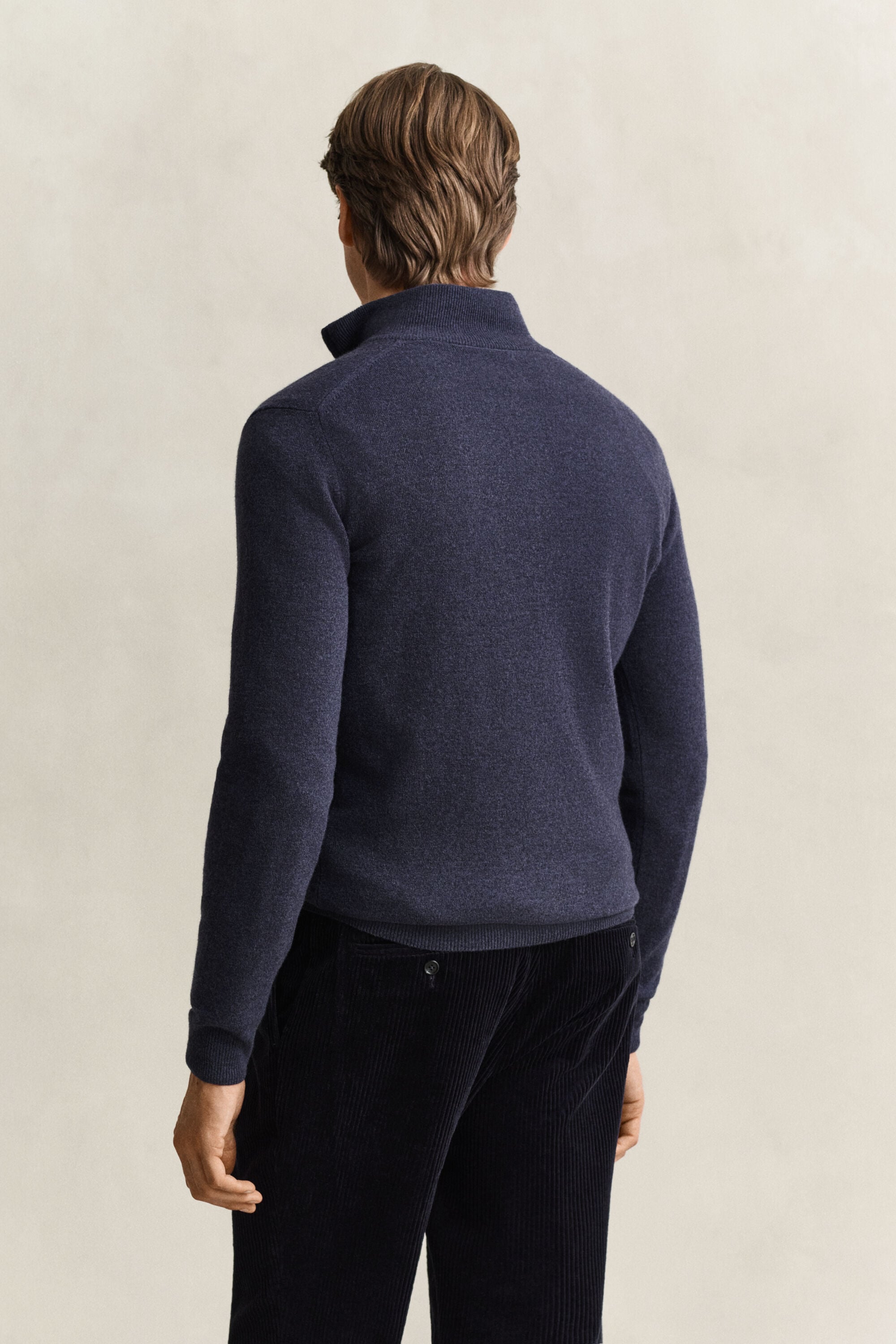 Tröja i lammull med half-zip