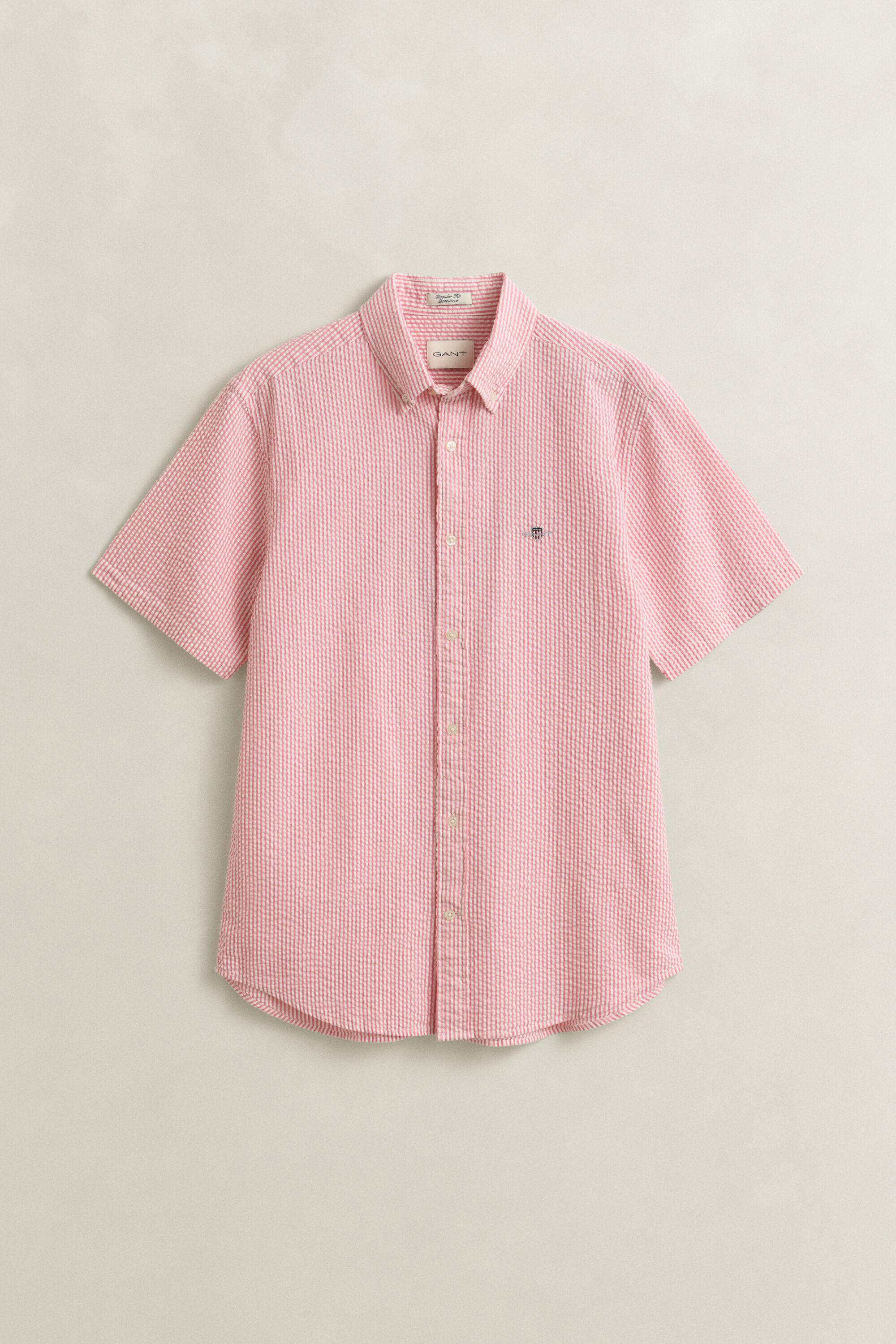 Randig kortärmad skjorta i bäckebölja