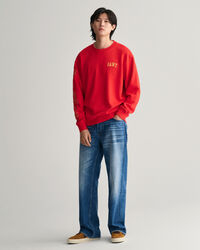 Rundhalsad sweatshirt med drakemblem