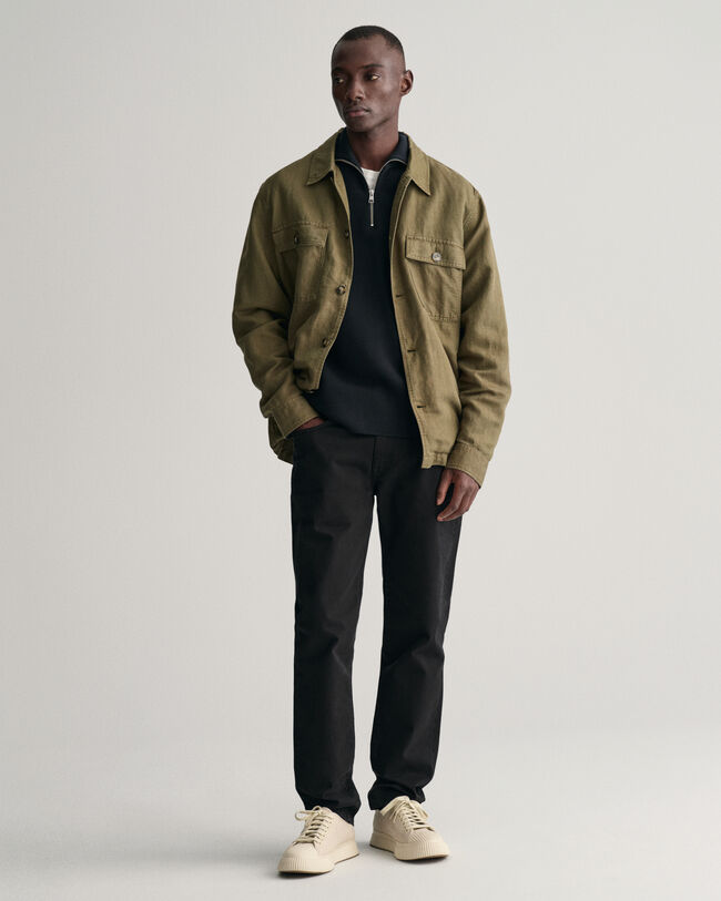 Milanostickad bomullströja med halv dragkedja