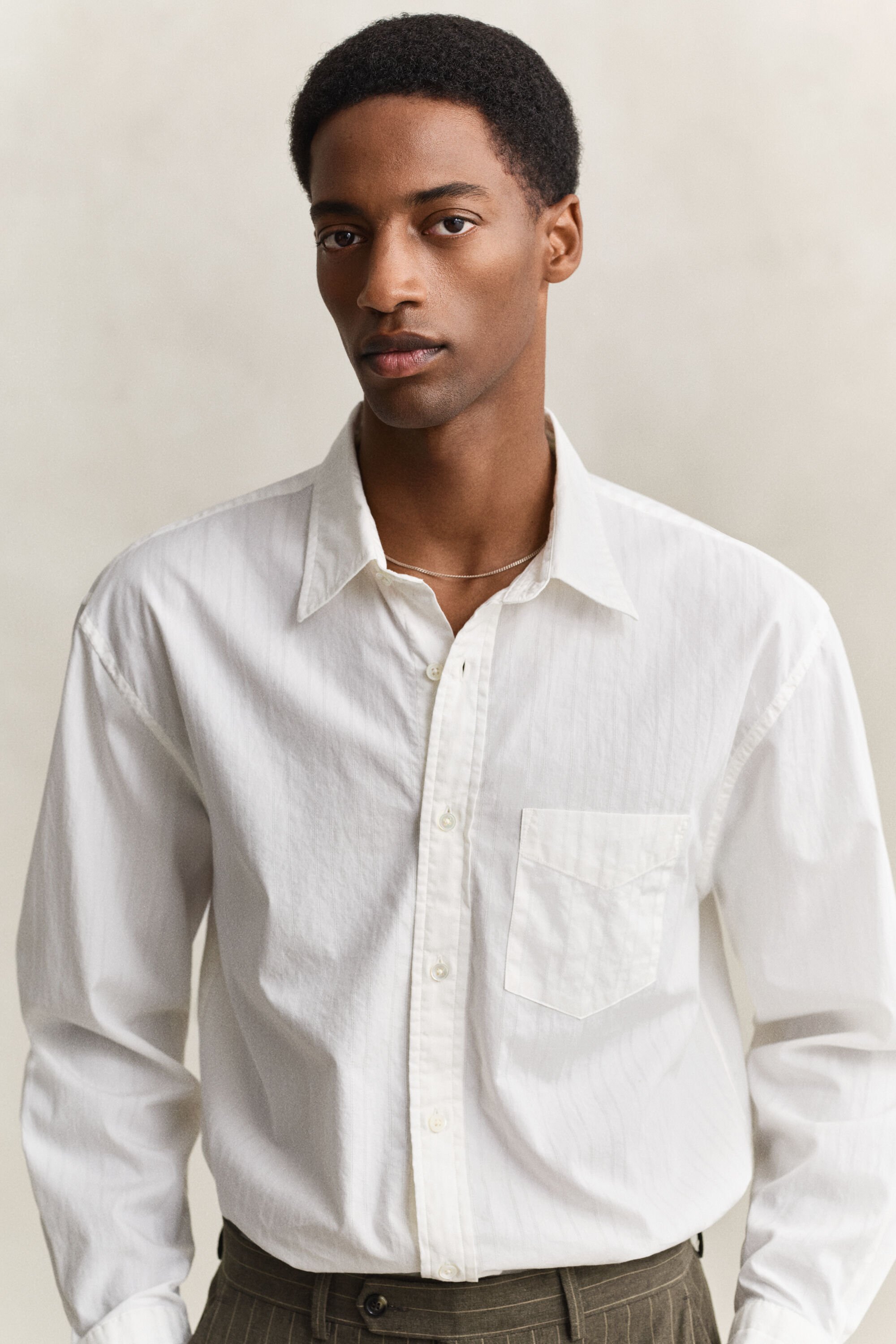 Relaxed fit dobbyvävd randig skjorta