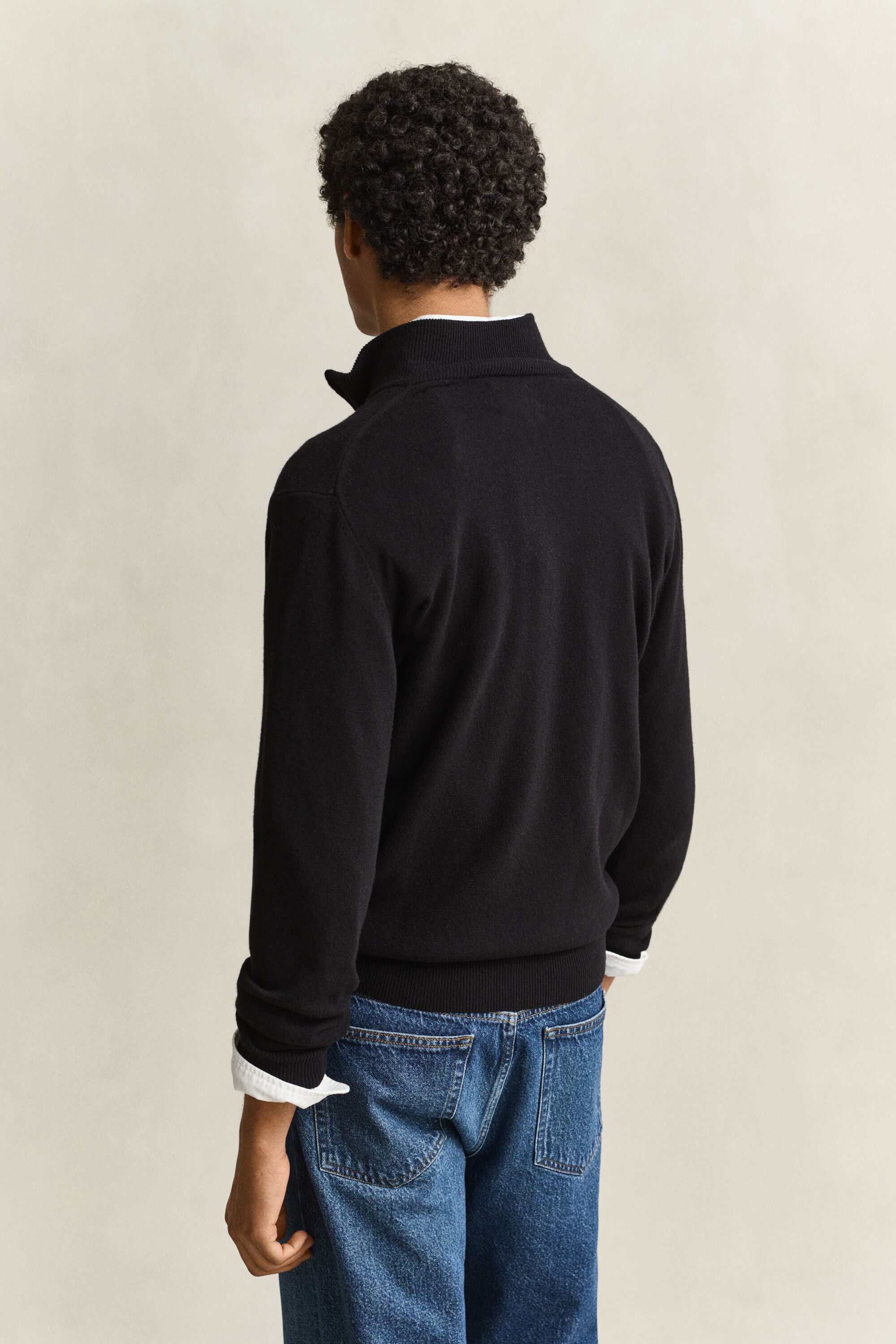 Tröja i lammull med half-zip