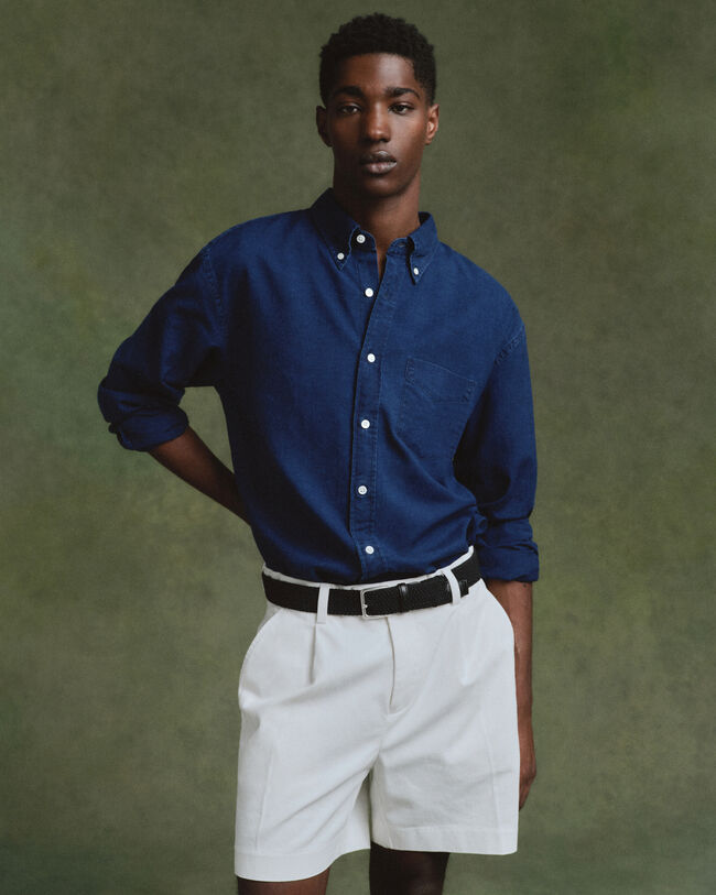 Relaxed fit indigo oxfordskjorta