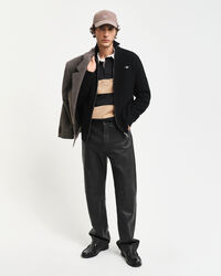 Bomullscardigan med struktur och dragkedja