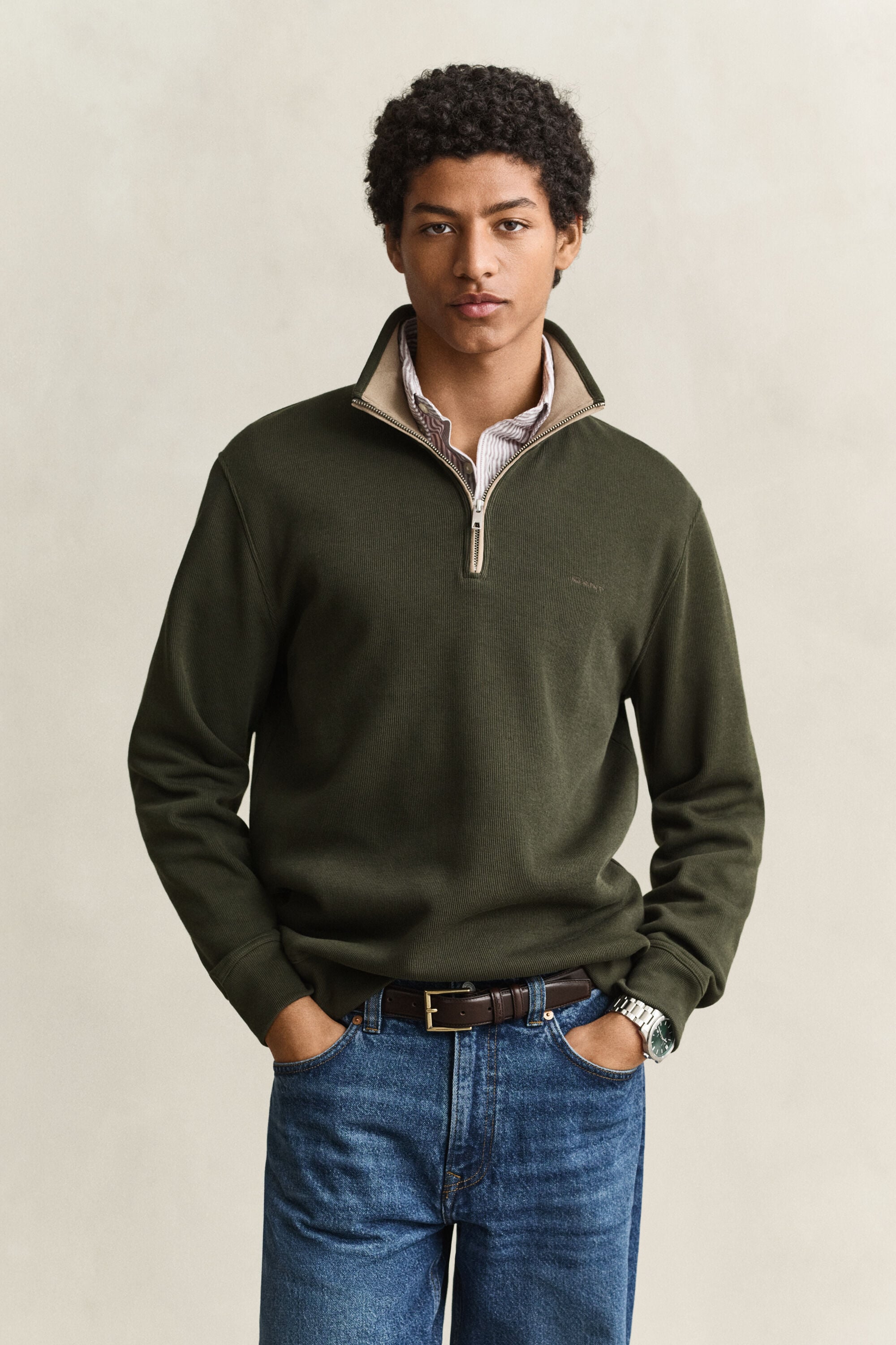 Sacker Rib sweatshirt med half-zip