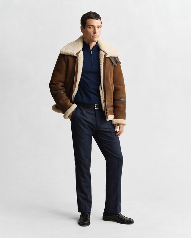 Tröja med half-zip i extra fin merinoull