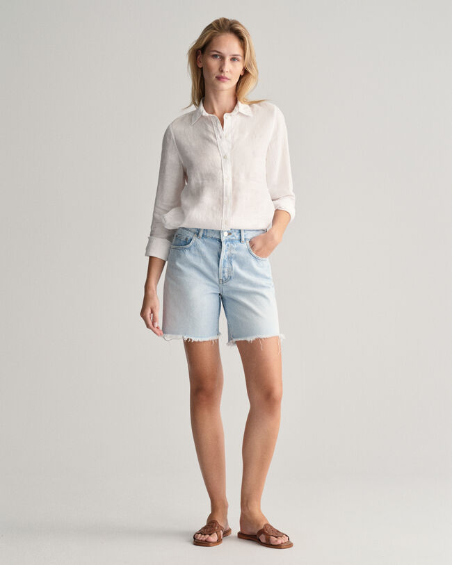 Regular fit skjorta i linnechambray