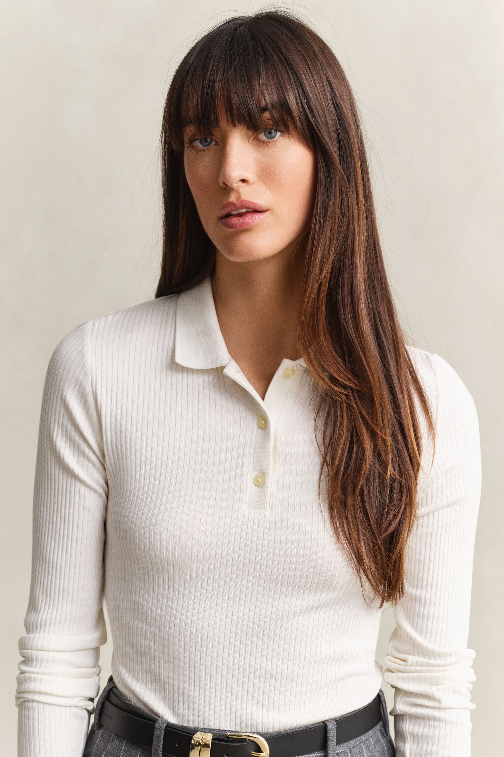 Slim fit ribbstickad pikétröja
