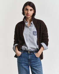 Kabelstickad kofta med dragkedja