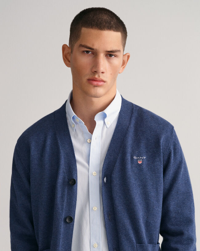 Classic bomullscardigan med V-ringning