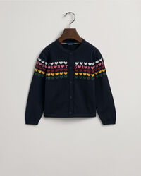 Girls stickad kofta med hjärtan