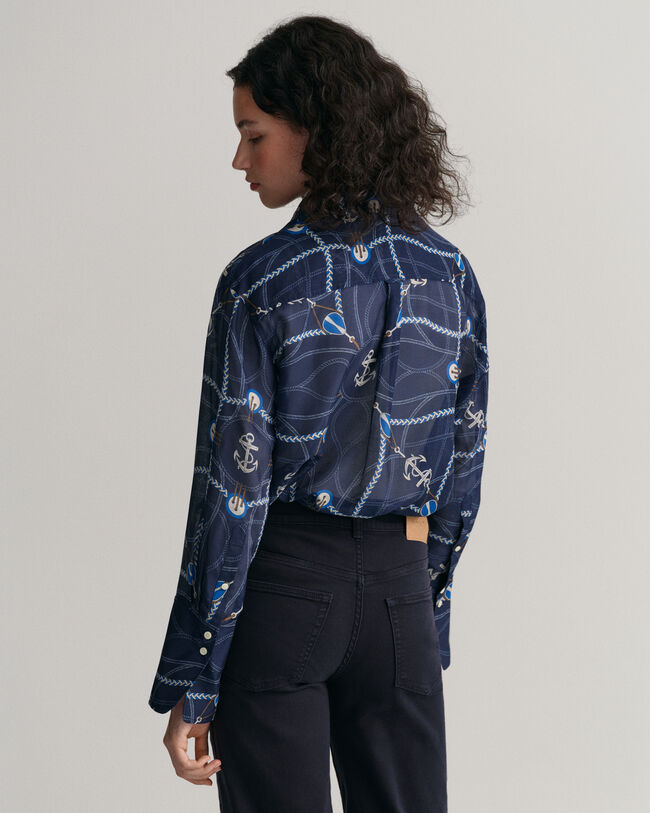 Relaxed fit Sailing Print blus i bomull och silke