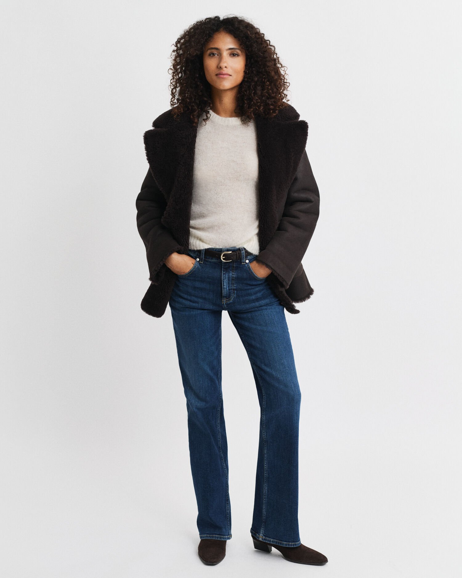 Kortärmad rundhalsad tröja i mohairblandning